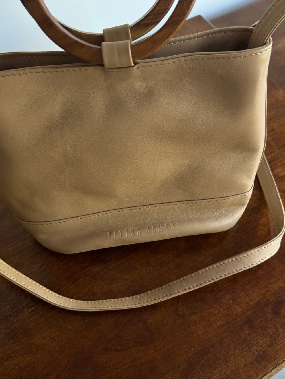 Anthropologie Payton James Wood Bucket Tote - Picture 6 of 6